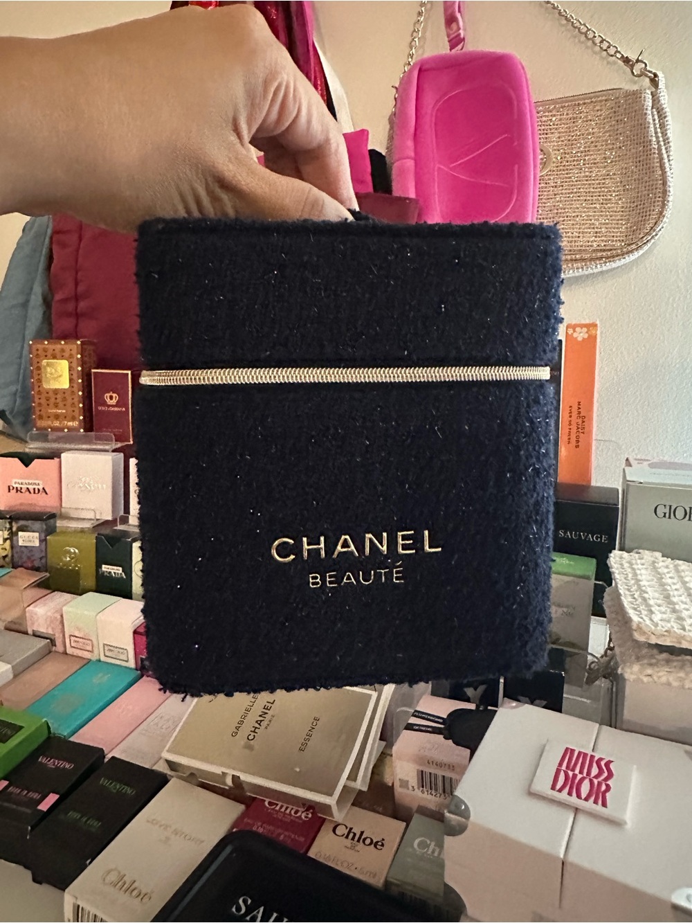 Chanel Beauté Tweed Vanity Case Black Cosmetic Pouch